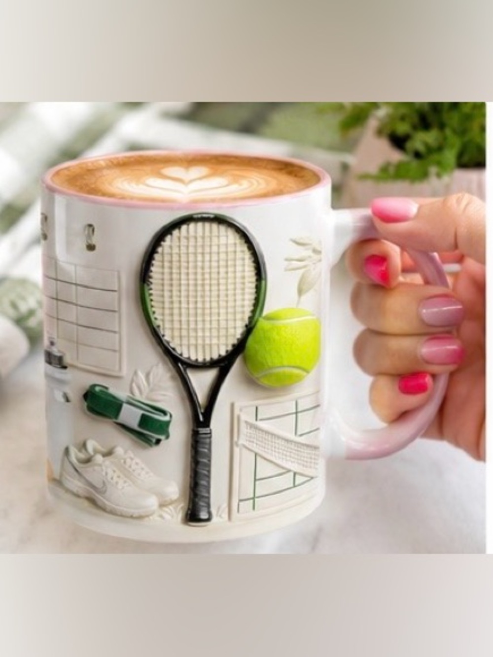 Tennis Ceramic Coffee Mug | 11 oz | Multicolor Sports Design | New 🎾💗